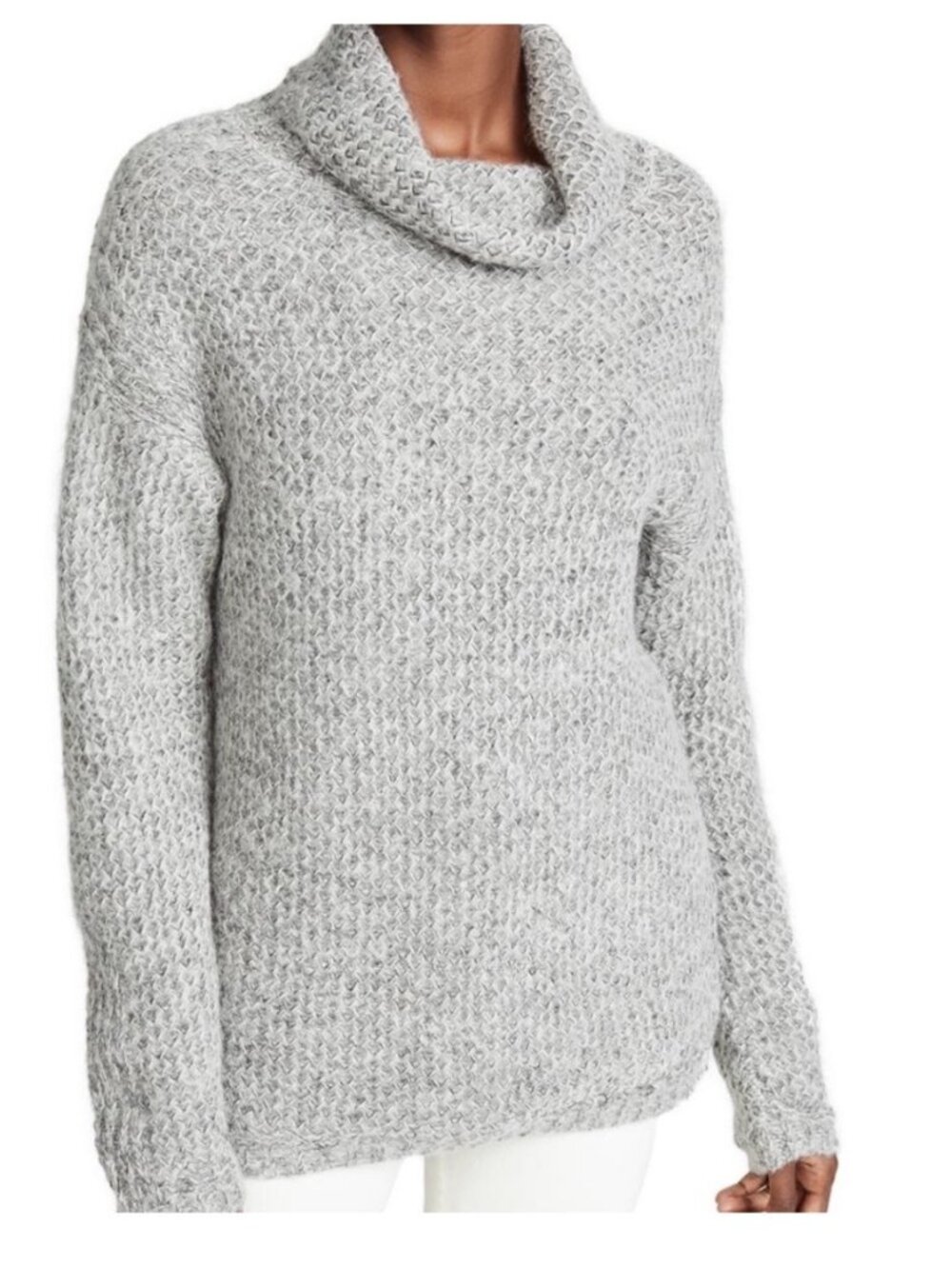 Brochu Walker Cowl Neck Gray Solara Reversible Alpaca Sweater - Size S
